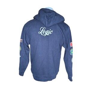 Logic Space NASA Inspired Hoodie Navy Blue Artist Singer Rapper Small